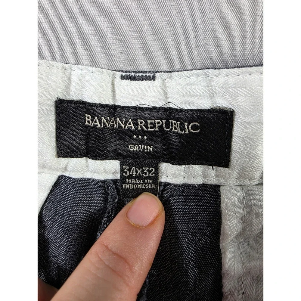 Banana Republic Gavin Straight Fit Pants Mens 34x32 Gray Linen Blend NEW